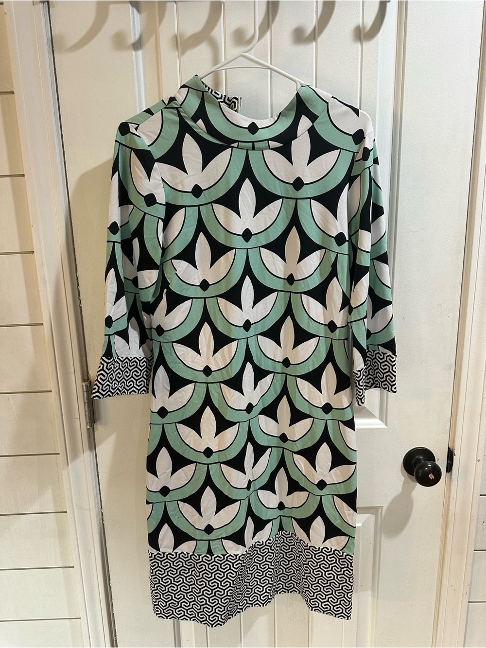 J McLaughlin Mod Shift Dress Catalina Cloth Geometric Mock Neck Women’s Sz S - Picture 2 of 5